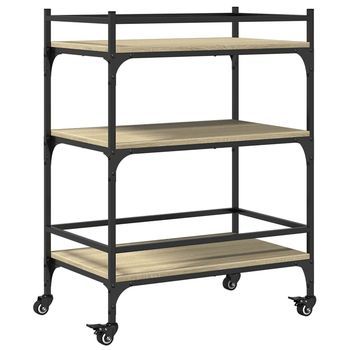 Carrito De Cocina，estantería De Cocina, Carrito De Servir Madera Ingeniería Roble Sonoma 65x40x86,5 Cm