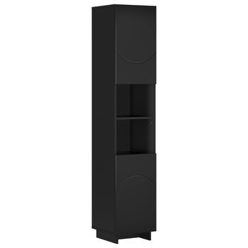 Armario De Baño Negro 36.5 X 38 X 180 Cm Madera De Ingeniería Vidaxl