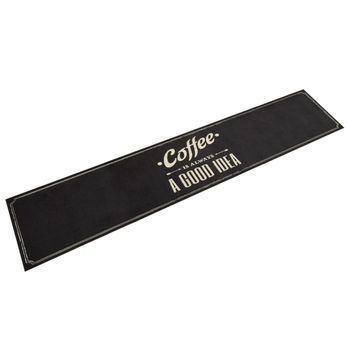 Alfombra De Cocina Lavable Terciopelo Texto Café 60x300 Cm Vidaxl