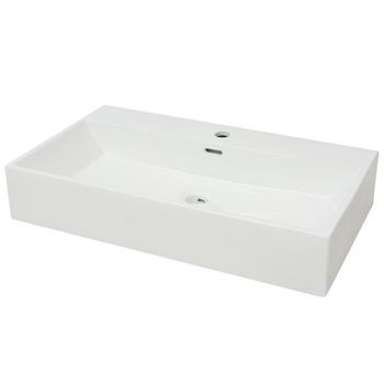 Lavabo De Baño Moderno | Lavabo Con Orificio Para Grifo Cerámica 76x42,5x14,5 Cm Blanco