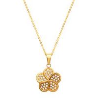 colgante de acero inoxidable chapado en oro con circonita y cadena