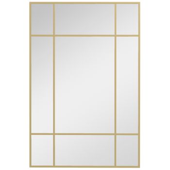 HOMCOM Espejo de Pared Rectangular con Marco de Metal Espejo de Ventana 90x60cm Espejo Decorativo para Salón Dormitorio Dorado   Aosom España