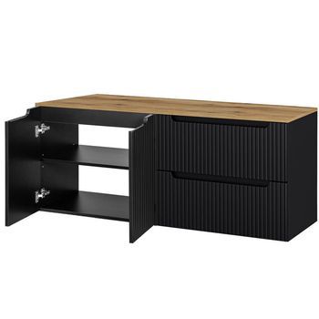 Mueble Bajo Lavabo Newport Mural Con 2 Cajones Mdf 160x60x40 Cm - Roble/negro