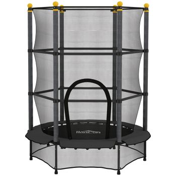 HOMCOM Trampolín para Niños de +3 Años Ø140 cm con Red de Seguridad y Marco de Acero para Interior y Exterior Negro