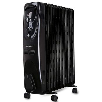 Aigostar Tummie 33JIE – Radiador de aceite de 11 elementos, 2300 Watios, dispone de 3 ajustes de potencia y control termostático de temperatura. Color negro. Diseño exclusivo.