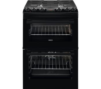 ZANUSSI ZCK66350BA 60 cm Dual Fuel Cooker - Black, Black