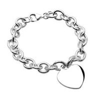 moderna pulsera de plata con colgante de corazon