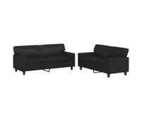 vidaxl juego de sofas 2 piezas cuero sintetico negro