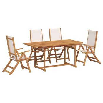 Juego Comedor De Jardín 5 Pzas Madera Maciza Acacia Y Textileno Vidaxl