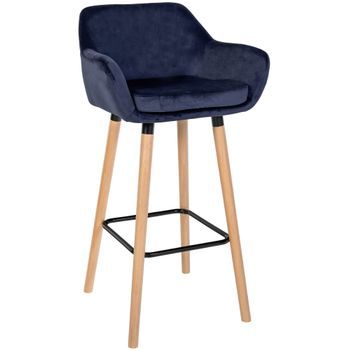 Taburete De Bar Grant Terciopelo Azul Oscuro 46x55x99 Cm Clp