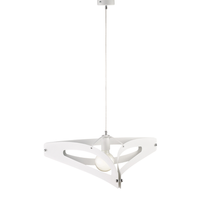 lampara colgante onyx con difusor cortado a laser en hierro lacado blanco y acabados cromo brillo con cable electrico orientable 1 luz 120 o51