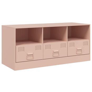 Mueble Para Tv | Mueble De Salón | Gabinete De Tv De Acero Rosa 99x39x44 Cm