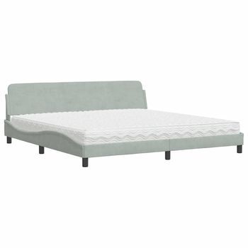Cama Con Colchón Dover Terciopelo Gris Claro 200x200 Cm Vidaxl