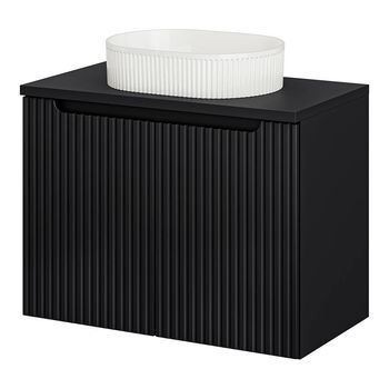 Mueble Bajo Newport Con Lavabo Ovalado 2 Puertas 80x71x40 Cm - Negro [en.casa]