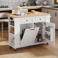 isla de cocina con ruedas mesa extensible y tomas electricas blanca 120 cm