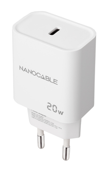 CARGADOR USB PARED NANO CABLE USB-C/PD 20W BLANCO