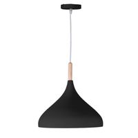 bel air home - lampara colgante baviera de metal y madera altura ajustable para salon comedor o rincon de lectura diametro 30 cm compatible con bombilla e27 no incluida