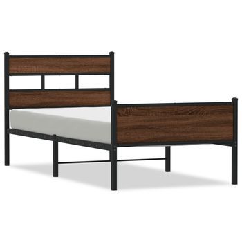 Estructura De Cama Sin Colchón Madera Marrón Roble 80x200 Cm Vidaxl