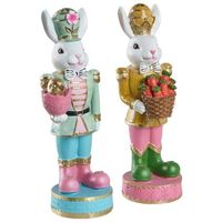 conjunto de 2 figuras decorativas de pascua adornos primaverales conejitos estanteria multicolor snave