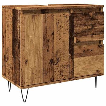 Mueble De Lavabo Madera De Ingeniería Envejecida 65x33x60 Cm Vidaxl