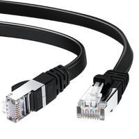 aigostar cable ethernet cat7 de 3m cable de red plano rj45 gigabit lan de alta velocidad de10gbps y 600mhz para switch ruter modem panel de conexion pc negro