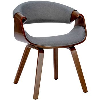 Silla De Comedor Foley Tela Nogal/gris 52x62x76 Cm Clp