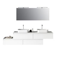 mueble de bano de 9 piezas con doble lavabo en melamina blanca