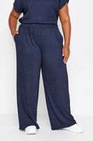 yours pantalones azules anchos textura rugosa mujer curvy y tallas grandes yours
