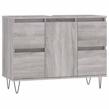 Mueble De Baño | Armario De Baño Madera De Ingeniería Gris Sonoma 80x33x60 Cm