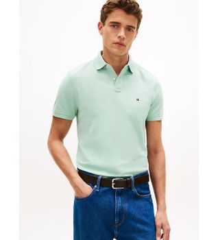 Tommy Hilfiger para hombre. MW0MW17770 Polo 1985 de piqué verde (S), Casual, Algodón, Manga corta