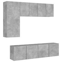 muebles de tv  mueble de salon  gabinete de tv de pared 5 pzas madera ingenieria gris hormigon