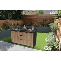mueble compact outdoor kitchen para barbacoa marron de resina keter