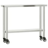 mesa de trabajo de cocina con ruedas acero inox 110x30x85 cm