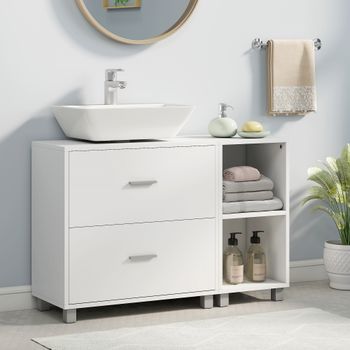 Mueble Bajo Lavabo De Mdf Homcom 90x30x60 Cm-blanco
