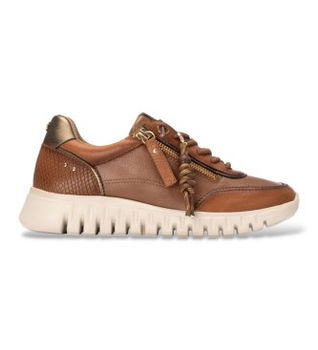 Carmela para mujer. 16424402-CAMEL Zapatillas de Piel 164244 marrón claro (38), 3 a 5cm, Cordones, Cremallera, Casual