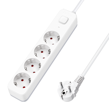 Aigostar Regleta Enchufes, Alargador Enchufe de 4 Enchufes con Interruptor, Cable de 1,5 Metros, Blanco