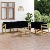 muebles de jardin de 6 piezas con cojines negros vidaxl