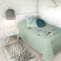 colcha bouti reversible jurasic green cama 105