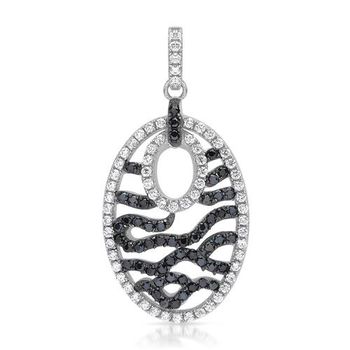 Colgante ovalado de plata con pavé de circonitas