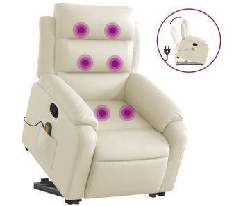 Vidaxl sillón reclinable de masaje de pie cuero artificial color crema