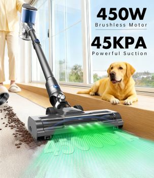 Aspiradora Inalámbrica OMESER 45000PA de Alta Succión, Aspiradora Vertical con Pantalla Táctil LED para Pelo de Mascotas, Alfombras y Pisos