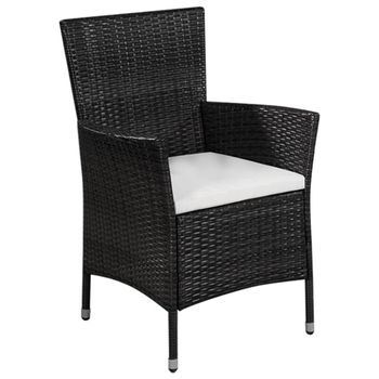 Set Mesa Y Sillas Bistró De Jardín 3 Uds | Set De Muebles De Jardín Ratán Sintético Negro