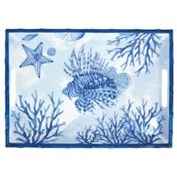 bandeja grande de melamina con asas de estampado coral 55 cm