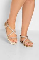 yours sandalias doradas planas con tiras strass