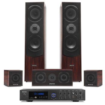 Fenton Home Cinema 510W RMS Bluetooth 5.0 Karaoke USB MP3 Madera Nogal