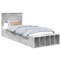 cama individual  cama para adulto  estructura de cama con estante manual gris concreto 90 x 200 cm