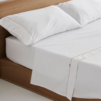 Juego De Sábanas De Algodón Blanconude. Cama De 180 Cm. 4 Piezas