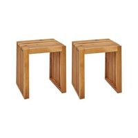 conjunto de 2 taburetes modernos rustico sillas jardin de madera de acacia clara bellano