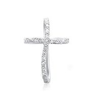 14 quilates colgante de oro blanco cruz 14 diamantes