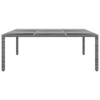 mesa jardin  mesa de exterior vidrio templado ratan sintetico gris 200x150x75 cm